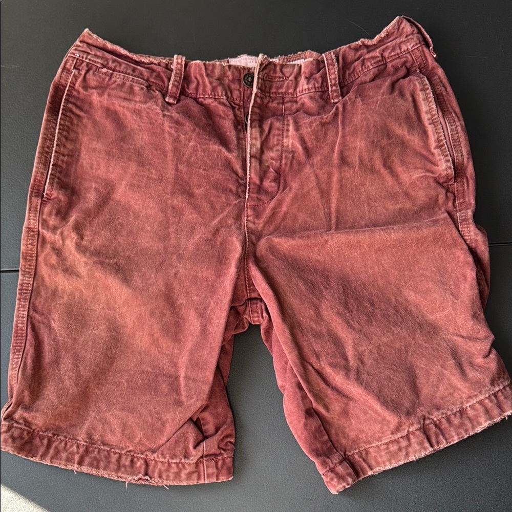 Abercrombie & Fitch Men's Faded Red Jean Shorts
